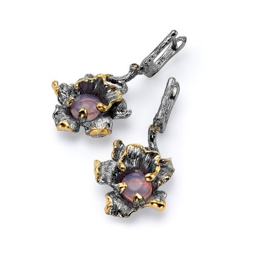 ROSE QUARTZ FLOWER EARRINGS