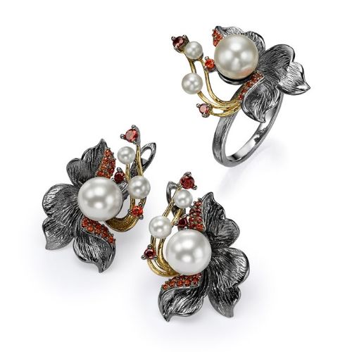 FLOWER WITH PEARLS SET